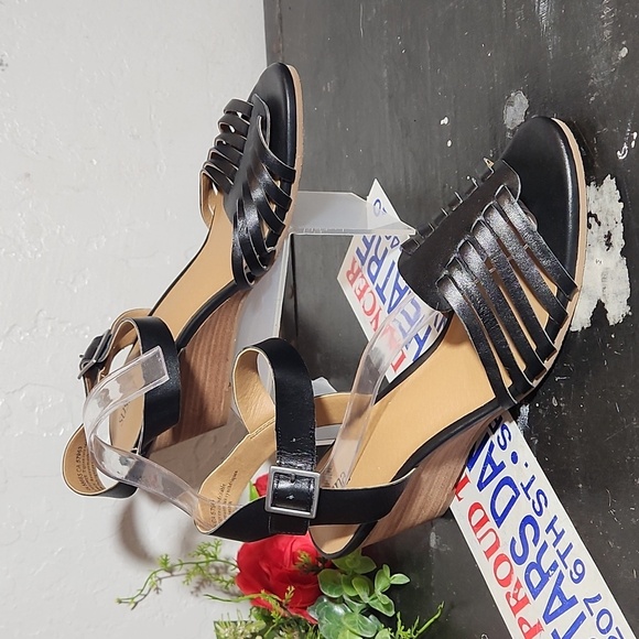 SUSINA Black Woven Strap Sandal Wedge 7.5M - Picture 1 of 15